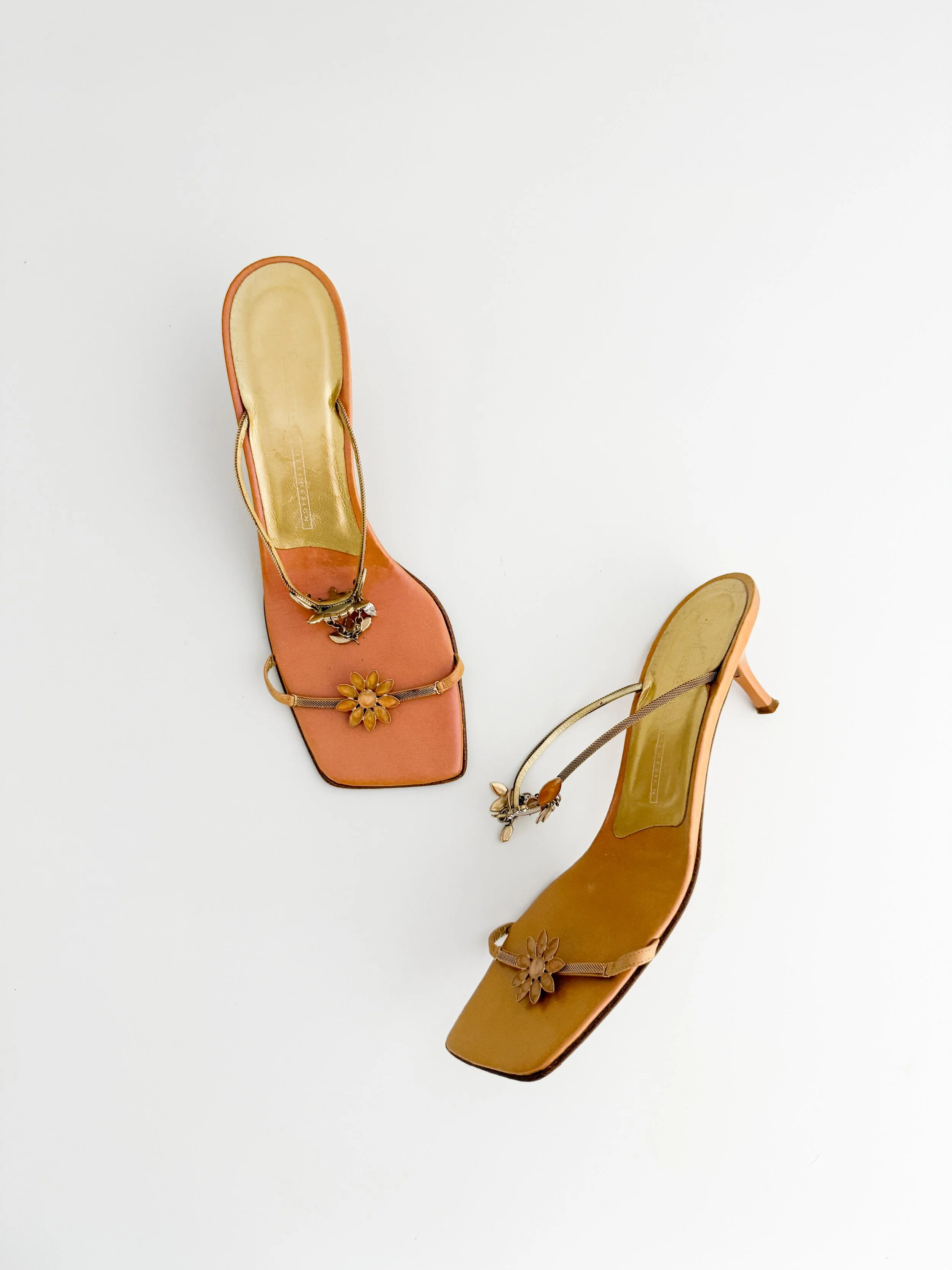 Chanel Leather Camellia Canvas Slingback Heels (US 10 / IT 40.5